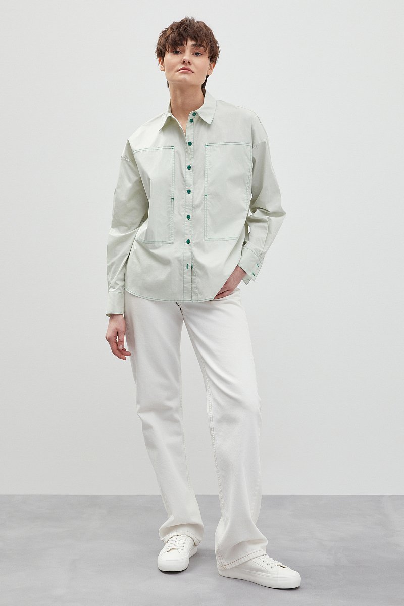 Рубашка с контрастной отделкой, Модель FBD110146, Фото №2