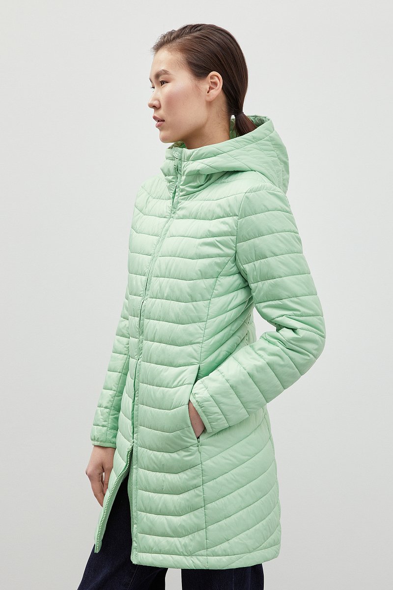 Стеганое утепленное пальто с капюшоном, Модель FBD11075, Фото №4
