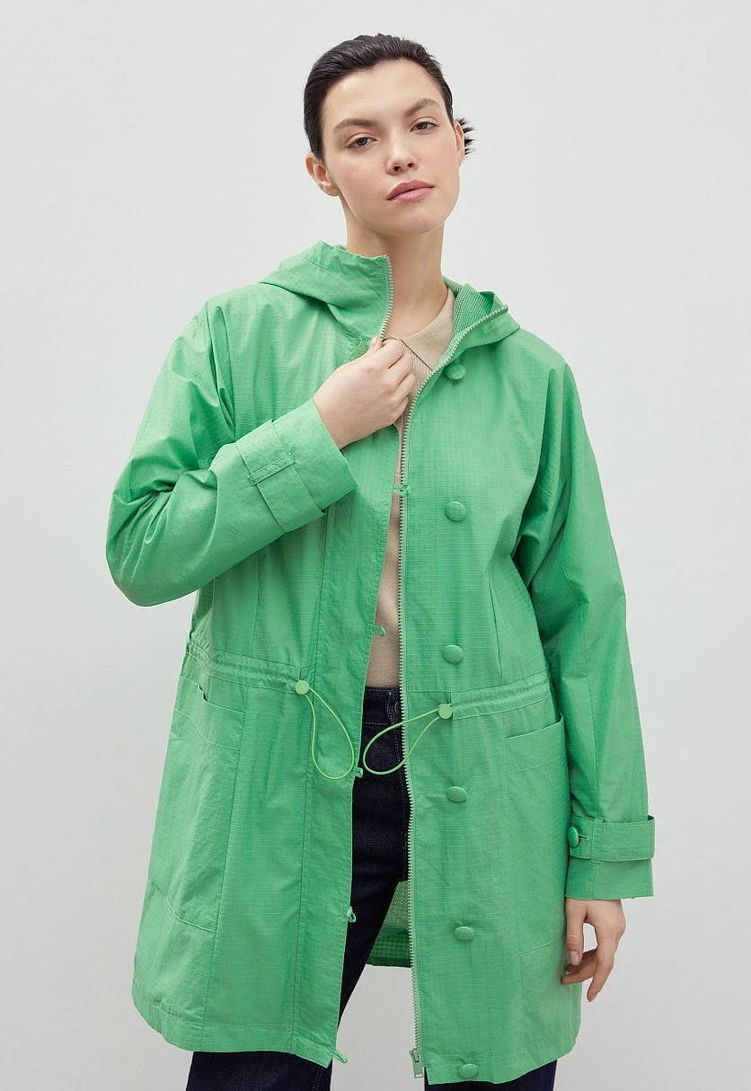 Укороченный плащ с капюшоном, Модель FBD11042, Фото №1