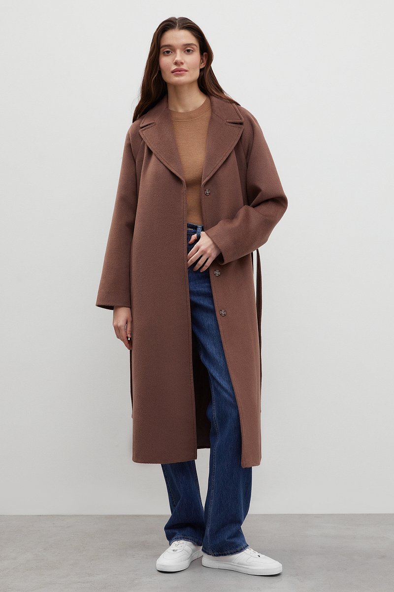 Пальто oversize силуэта с шерстью, Модель FBD11034, Фото №2