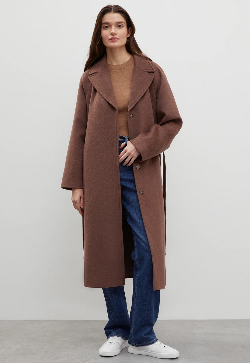 Пальто oversize силуэта с шерстью, Модель FBD11034, Фото №2