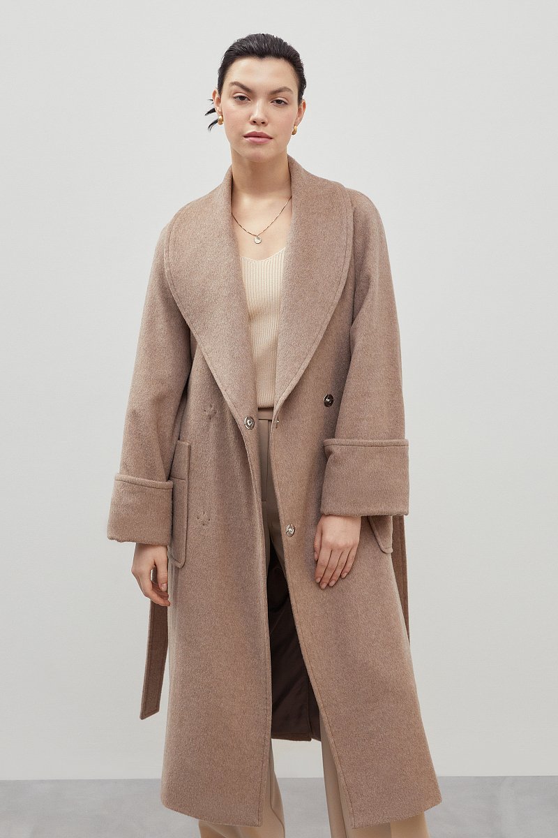 Пальто-халат с добавлением шерсти, Модель FBD11018, Фото №1
