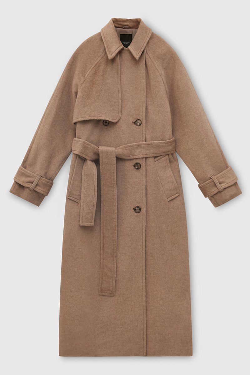 Пальто-тренч с добавлением шерсти, Модель FBD11035, Фото №7