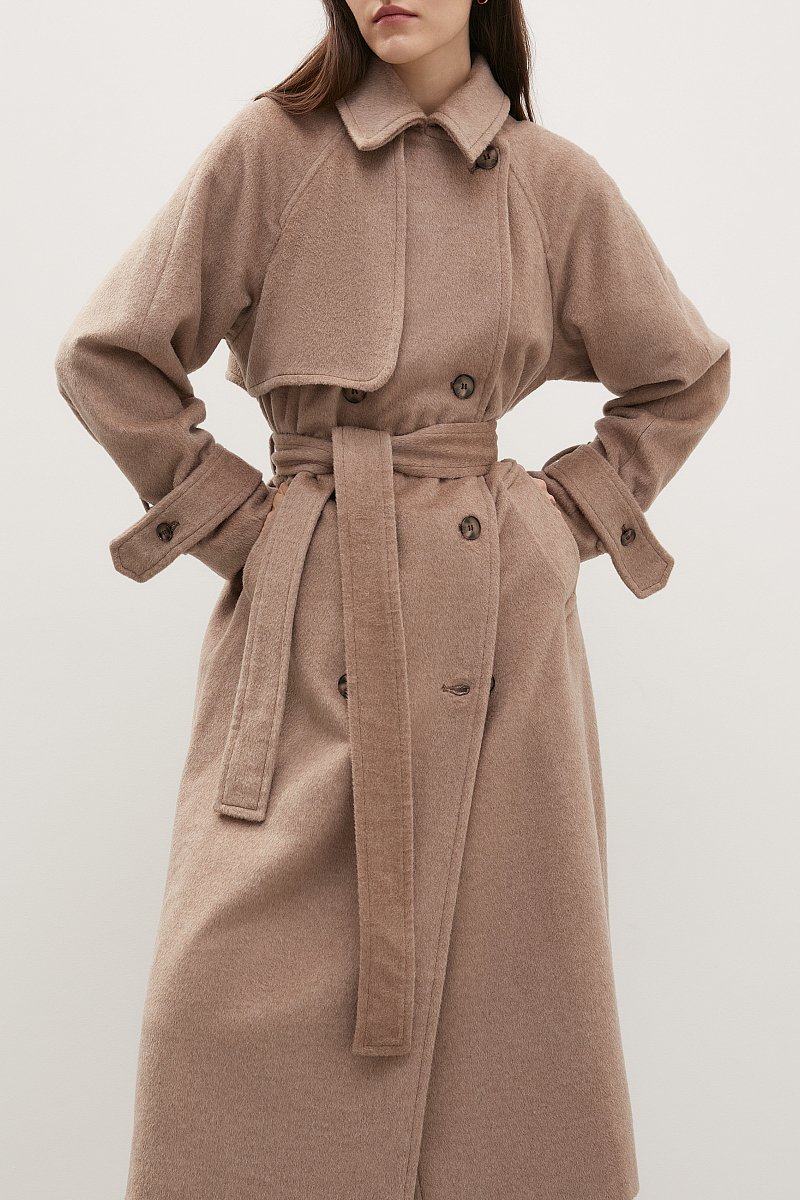 Пальто-тренч с добавлением шерсти, Модель FBD11035, Фото №2