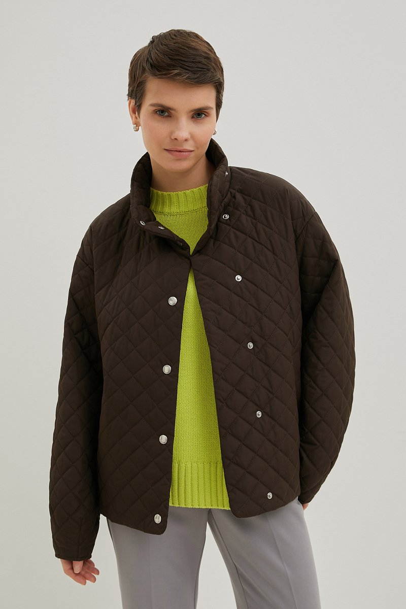 Стеганая куртка с высоким воротником, Модель FBD11009, Фото №1