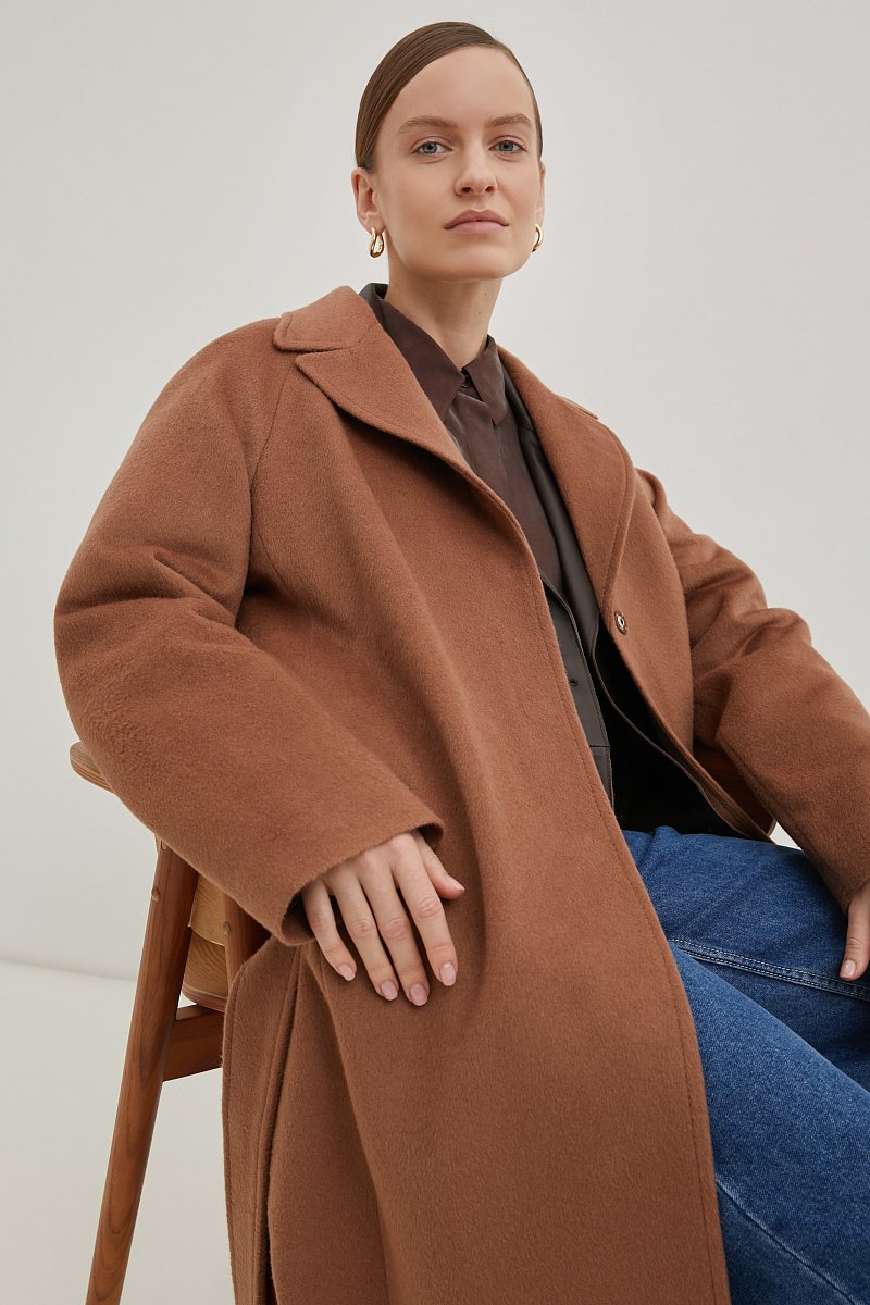 Пальто oversize силуэта с шерстью, Модель FBD11034, Фото №4