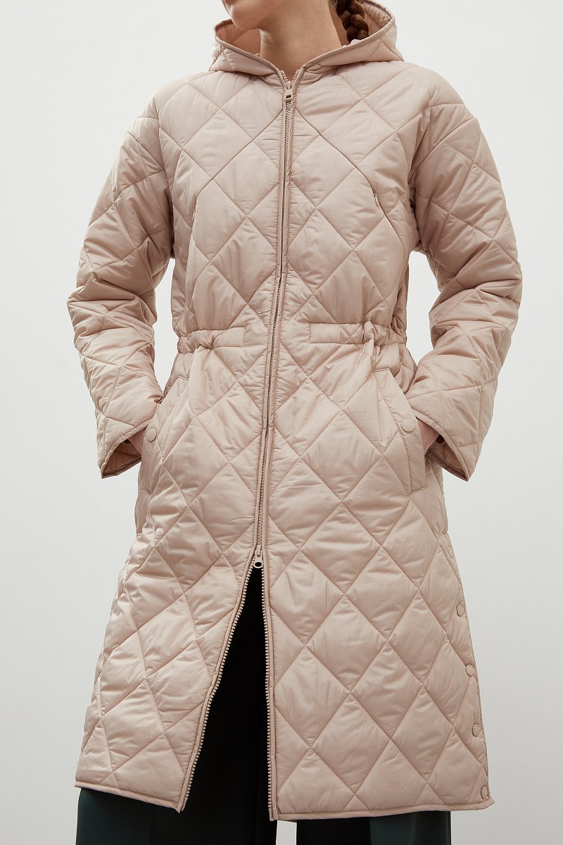 Стеганое утепленное пальто с капюшоном, Модель FBD11006, Фото №3