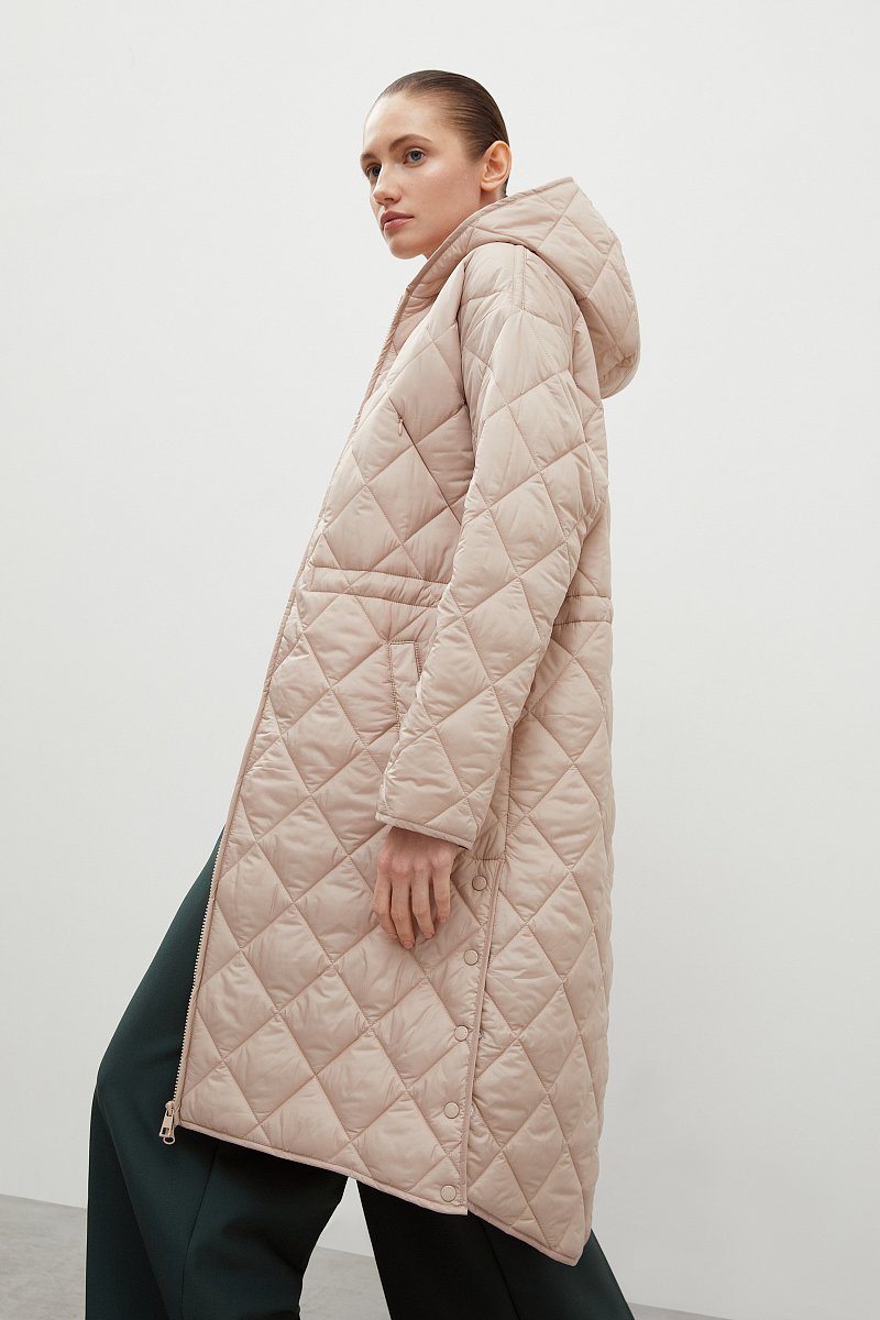 Стеганое утепленное пальто с капюшоном, Модель FBD11006, Фото №4
