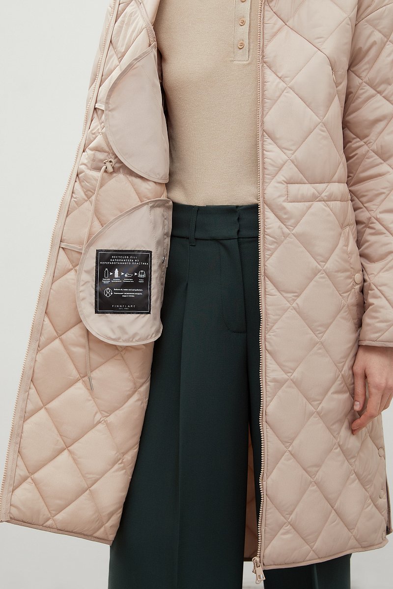 Стеганое утепленное пальто с капюшоном, Модель FBD11006, Фото №7