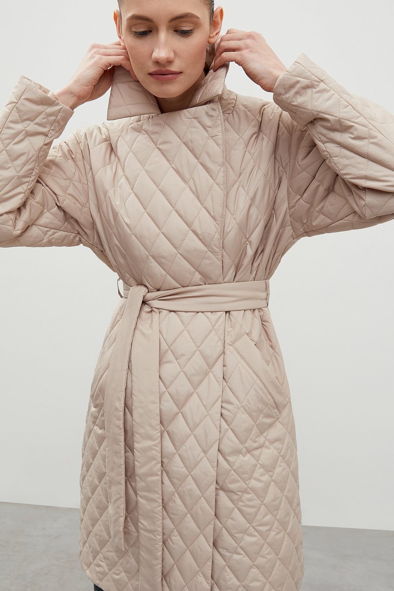 Стеганое утепленное пальто с поясом, Модель FBD11008, Фото №3
