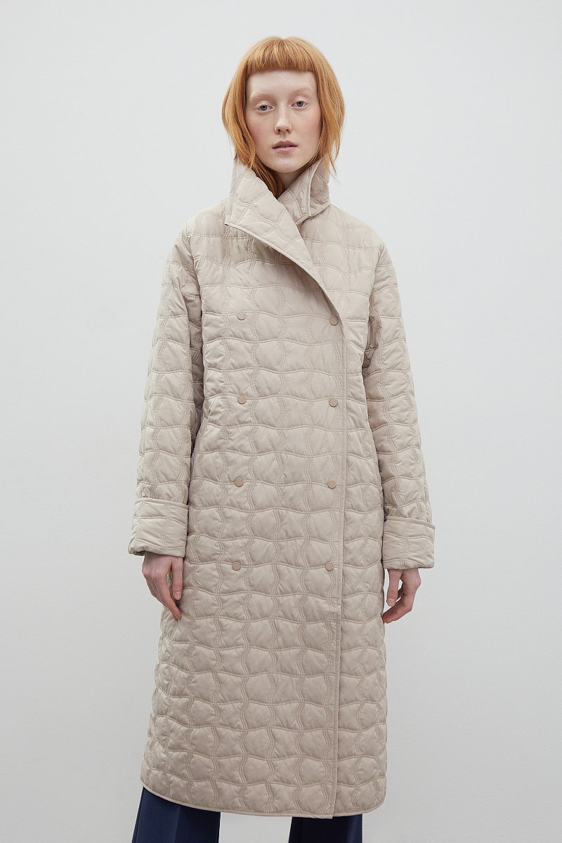 Стеганое утепленное пальто в длине миди, Модель FBD11033, Фото №1