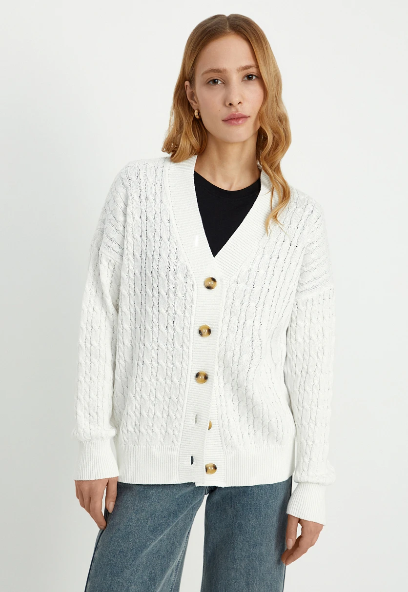 Кардиган с рельефным узором, Модель FBD11114, Фото №1