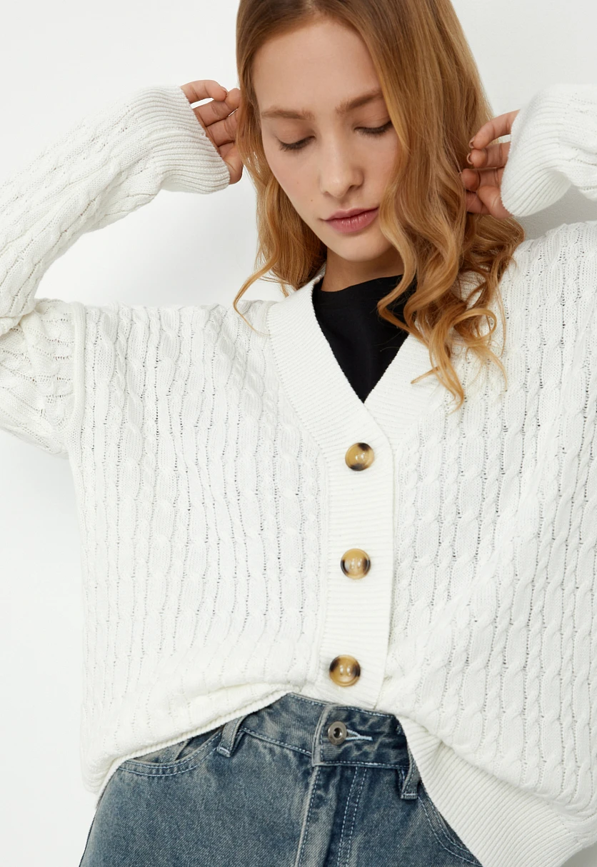 Кардиган с рельефным узором, Модель FBD11114, Фото №7