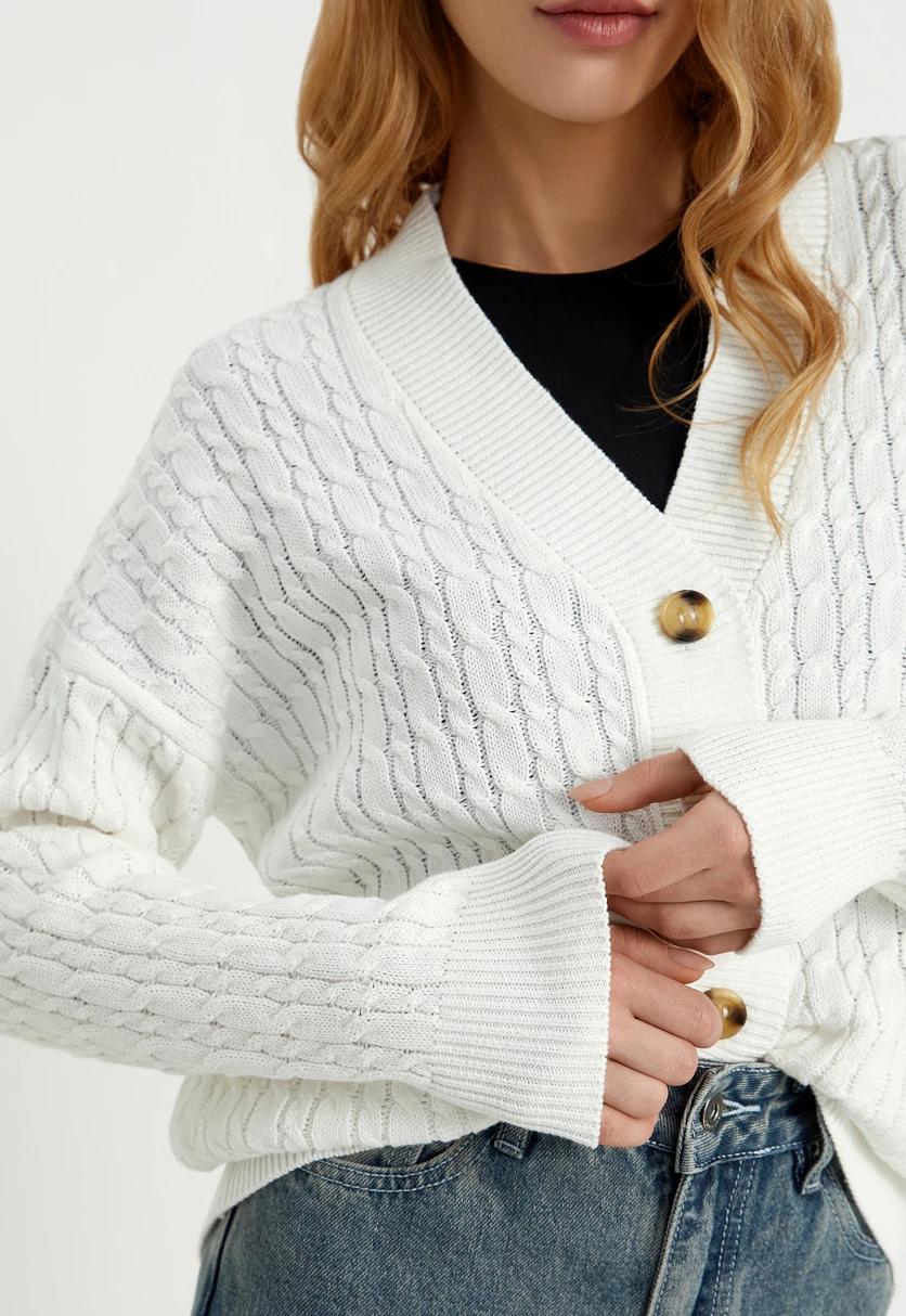 Кардиган с рельефным узором, Модель FBD11114, Фото №6