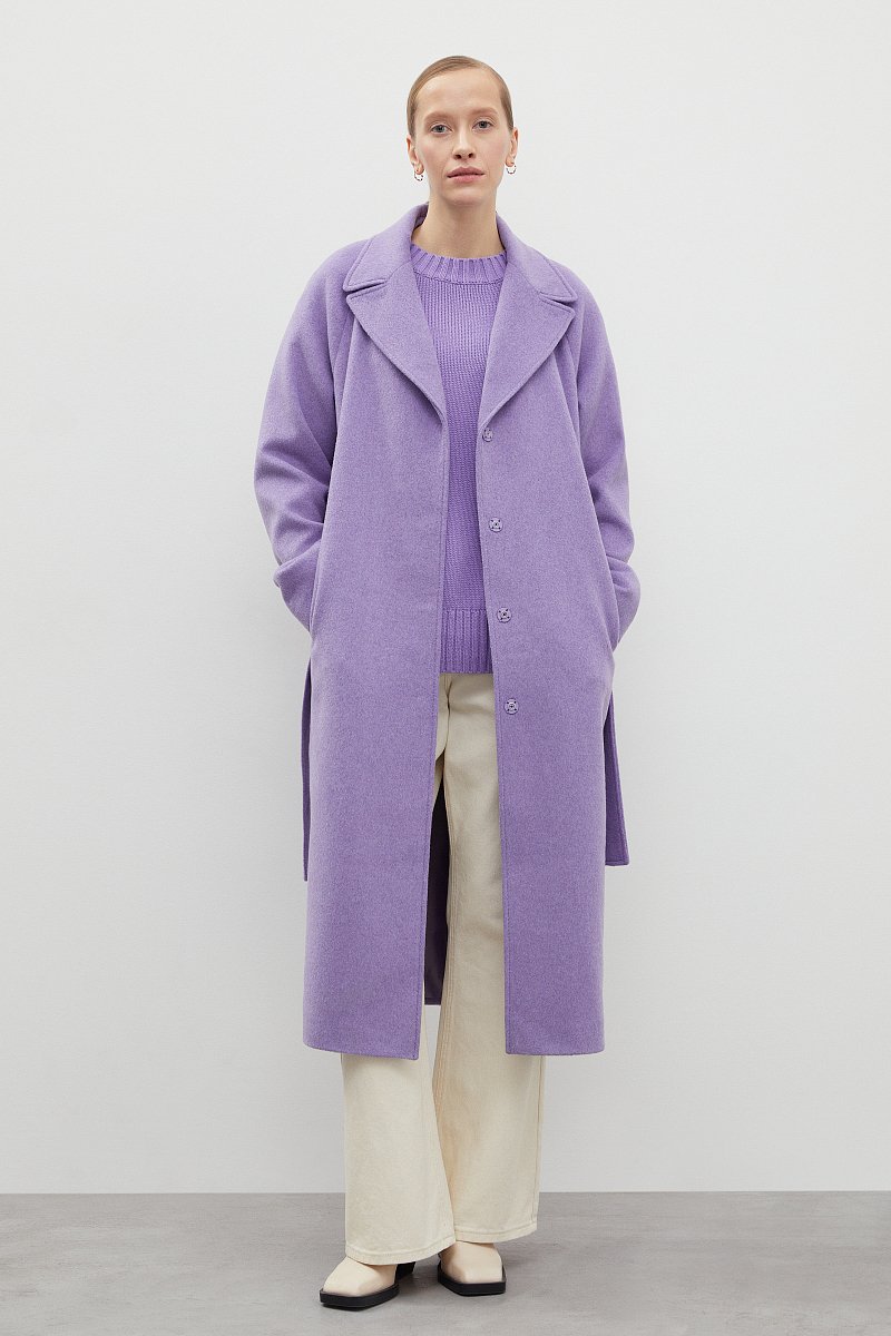 Пальто oversize силуэта с шерстью, Модель FBD11034-2, Фото №2