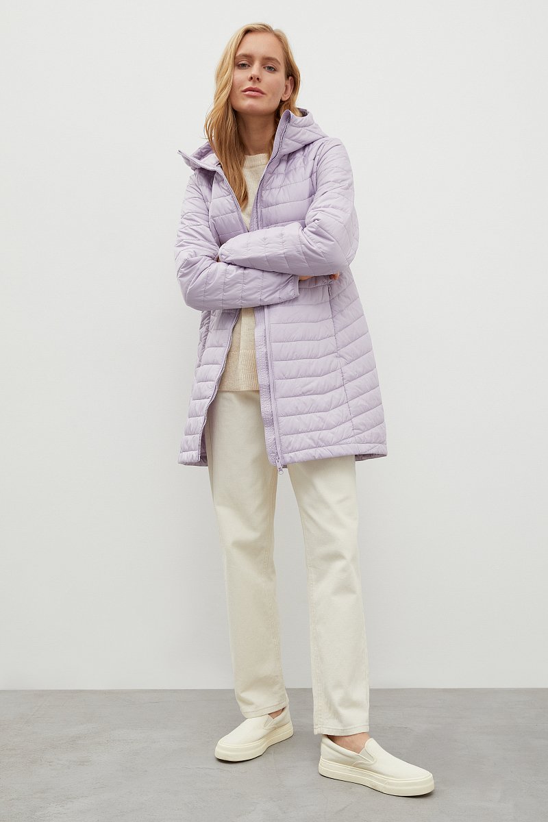 Стеганое утепленное пальто с капюшоном, Модель FBD11075, Фото №2