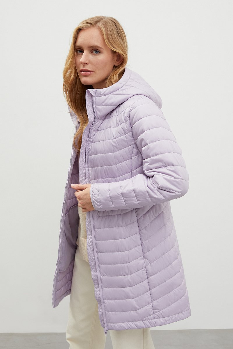 Стеганое утепленное пальто с капюшоном, Модель FBD11075, Фото №4