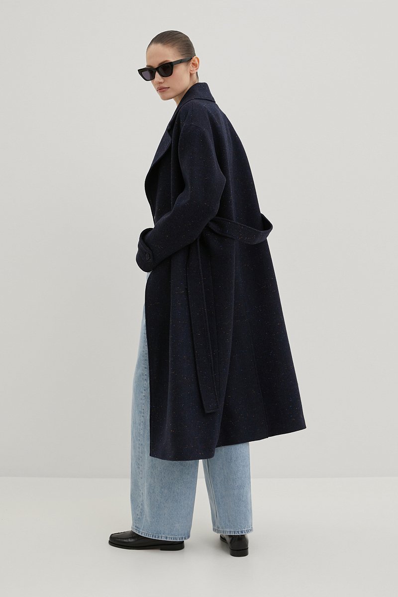 Пальто из шерсти с поясом, Модель FBE11028, Фото №6