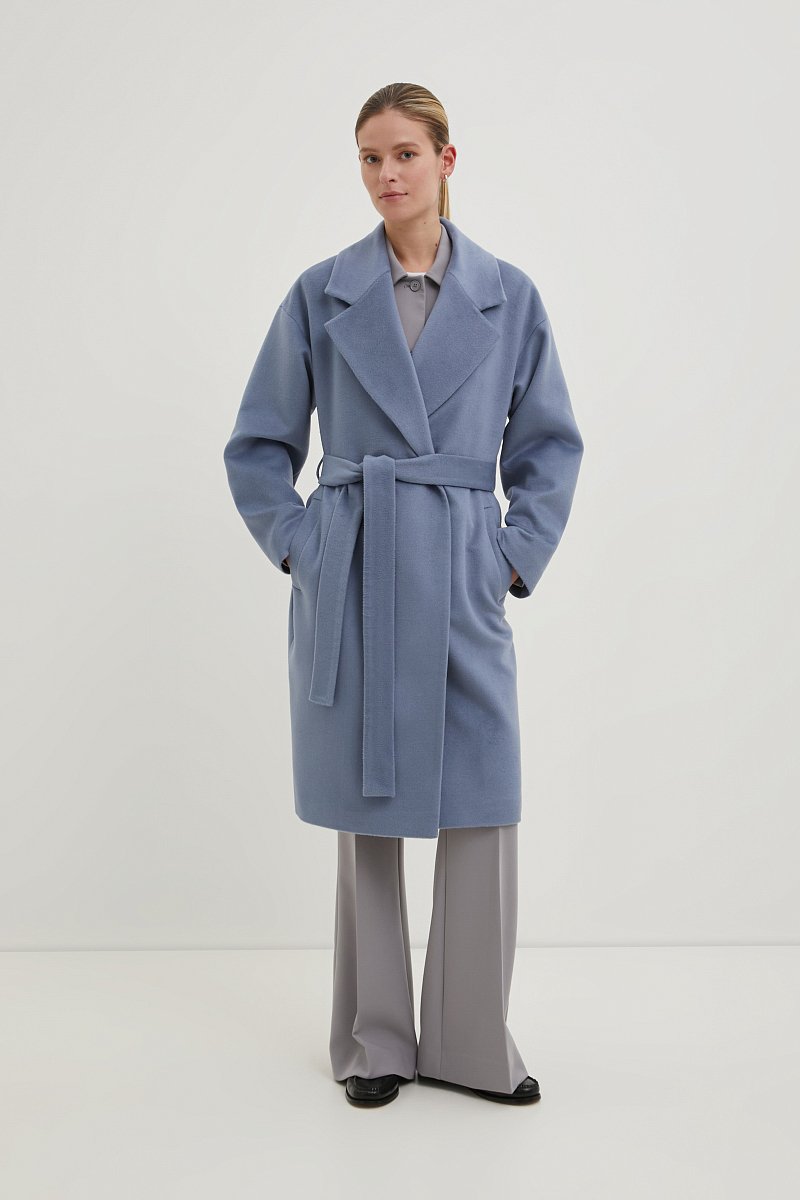 Пальто из шерсти с широкими плечами, Модель FBE110180, Фото №2