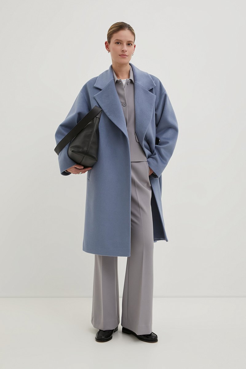 Пальто из шерсти с широкими плечами, Модель FBE110180, Фото №3