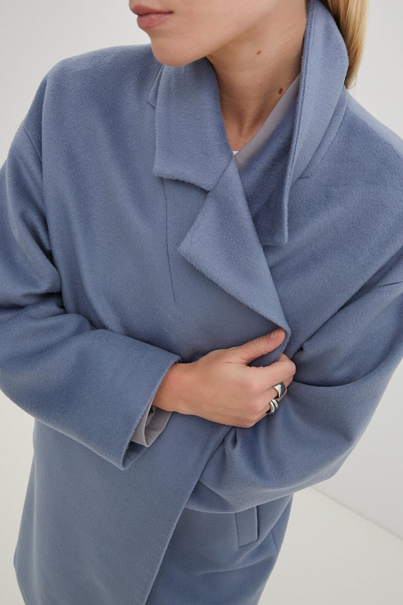 Пальто из шерсти с широкими плечами, Модель FBE110180, Фото №4