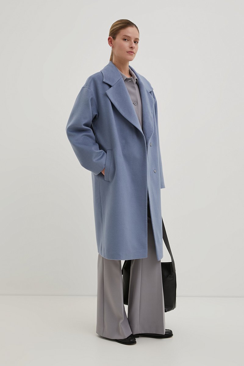 Пальто из шерсти с широкими плечами, Модель FBE110180, Фото №5