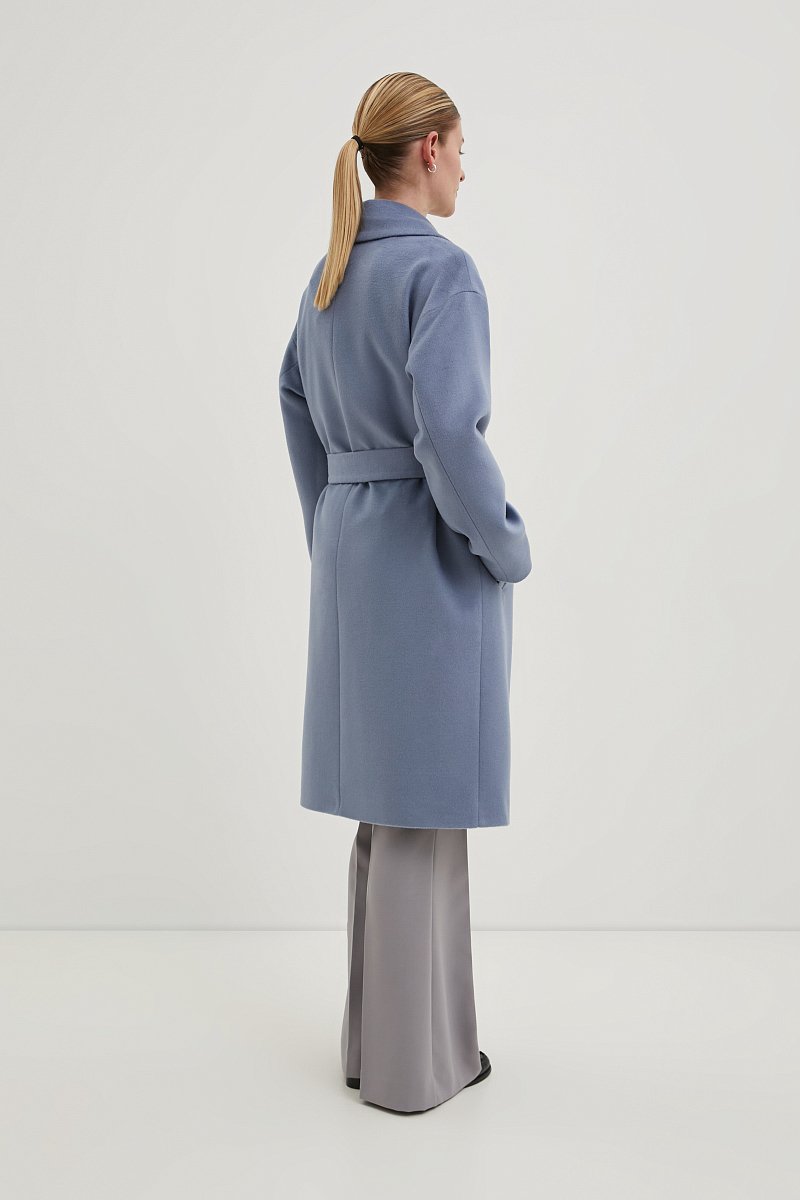 Пальто из шерсти с поясом, Модель FBE110180, Фото №6