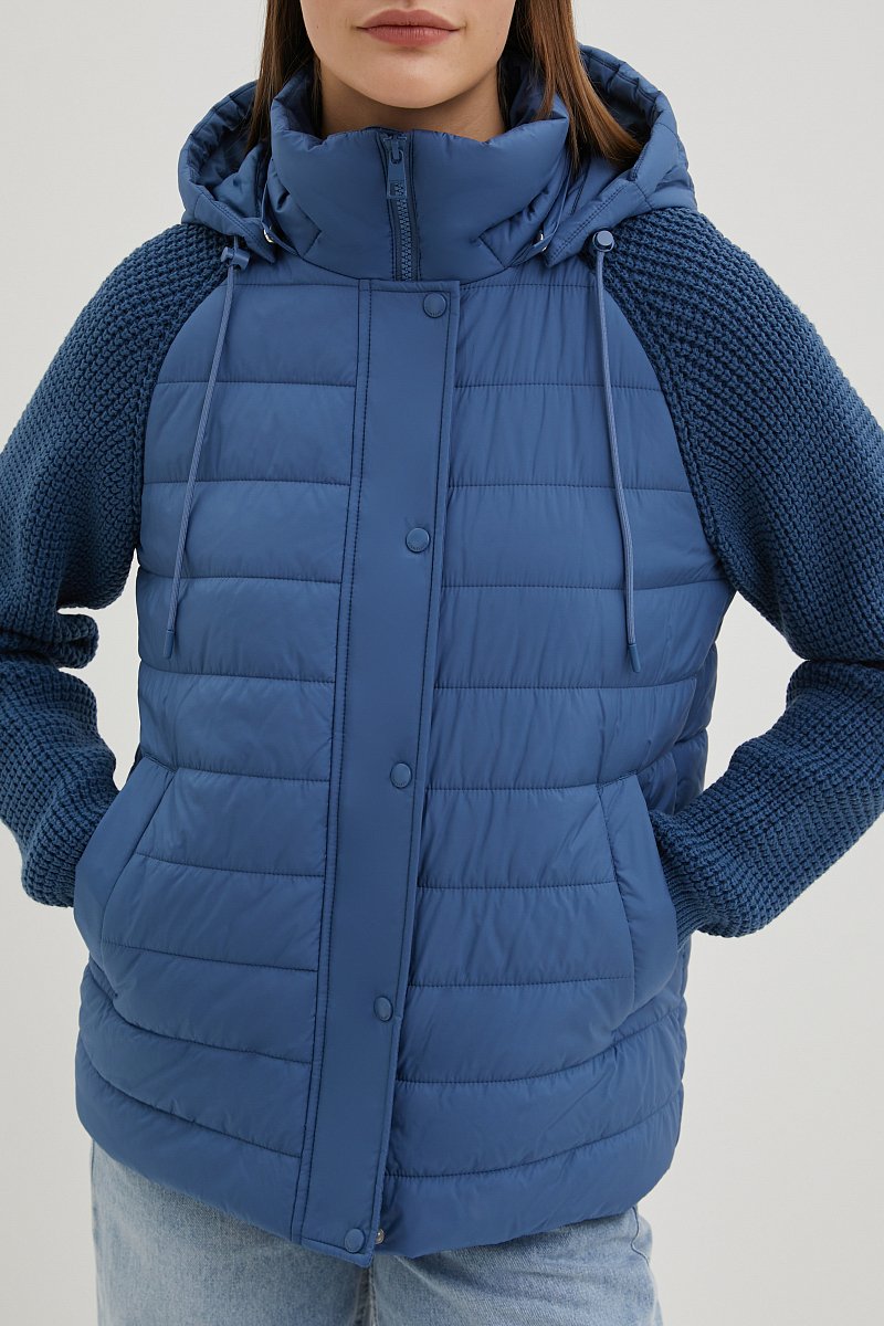 Утепленная куртка с вязаными рукавами, Модель FBE110208, Фото №3
