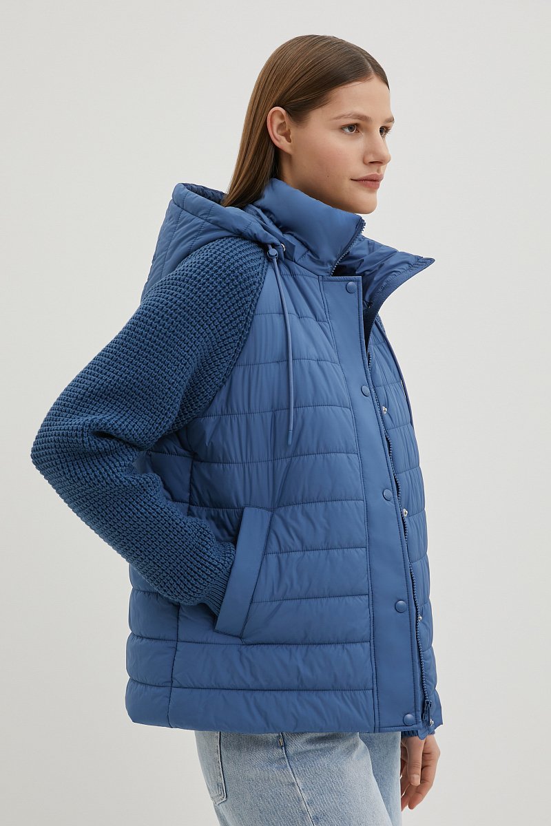 Утепленная куртка с вязаными рукавами, Модель FBE110208, Фото №4