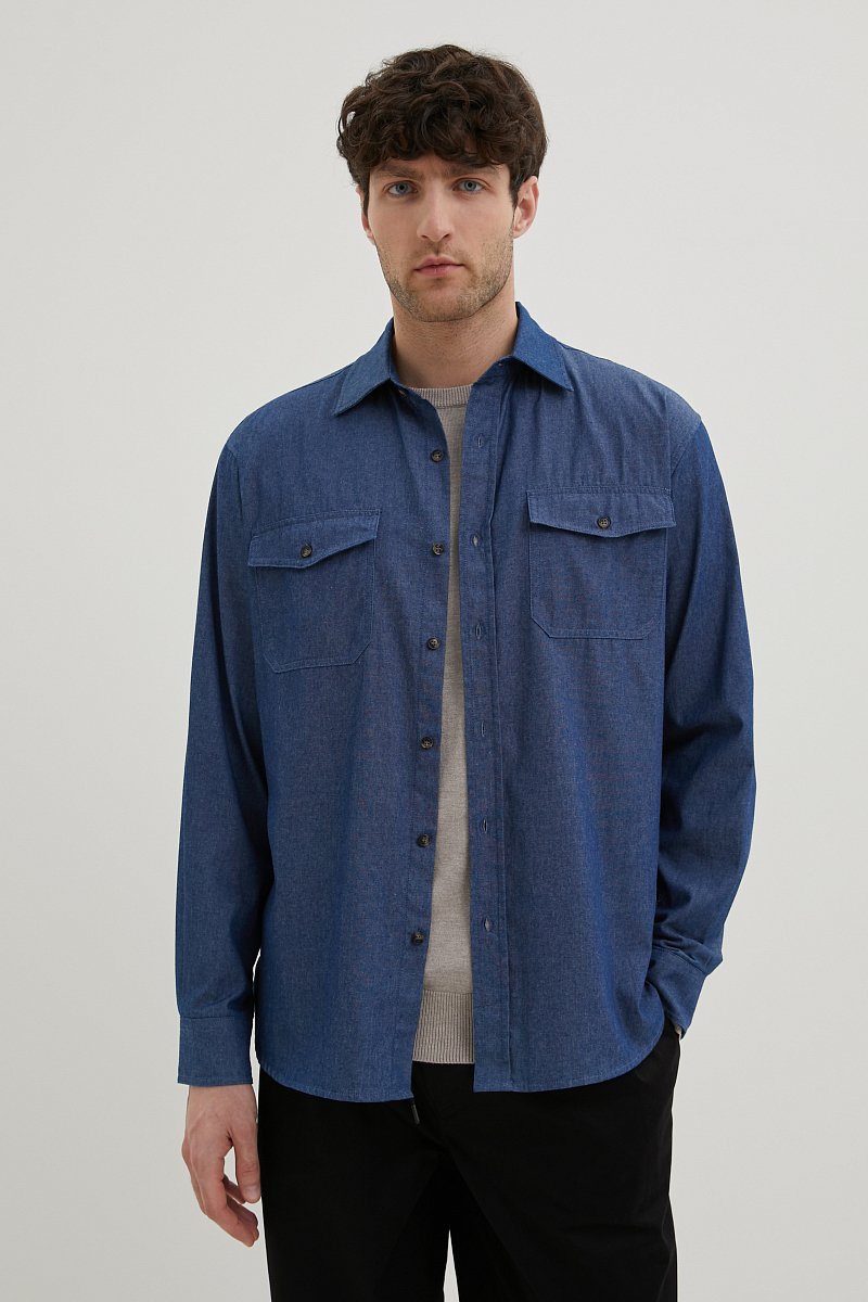 Джинсовая рубашка с карманами, Модель FBE25010, Фото №1