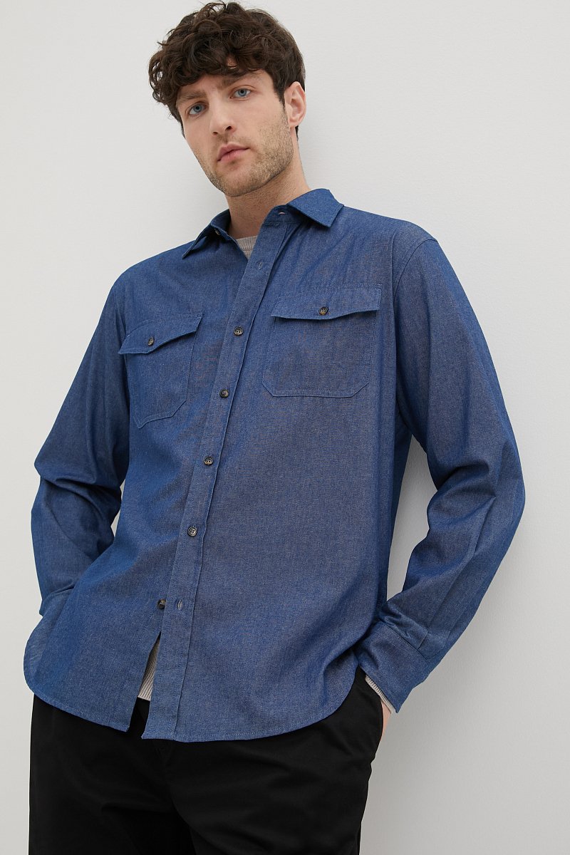 Джинсовая рубашка с карманами, Модель FBE25010, Фото №3