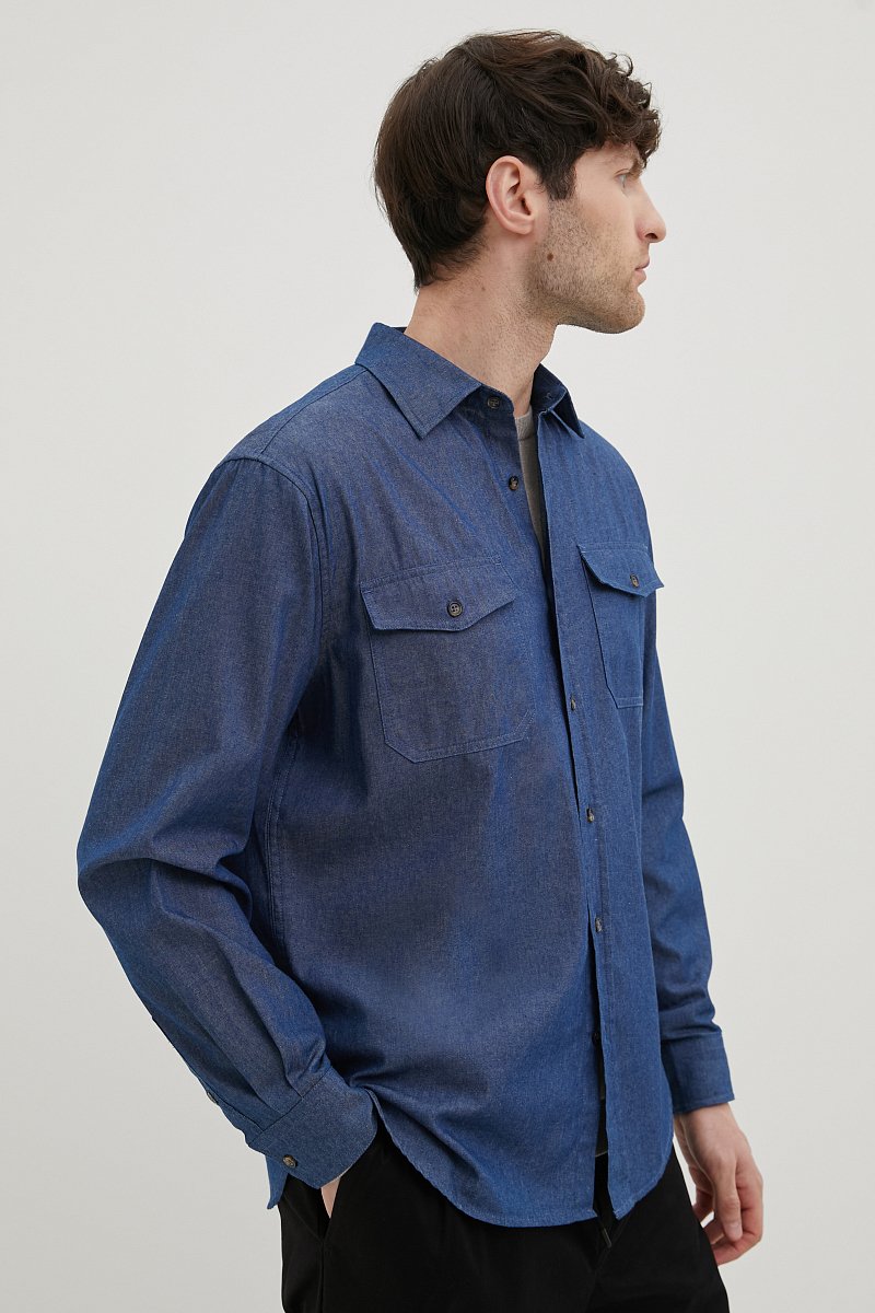 Джинсовая рубашка с карманами, Модель FBE25010, Фото №4
