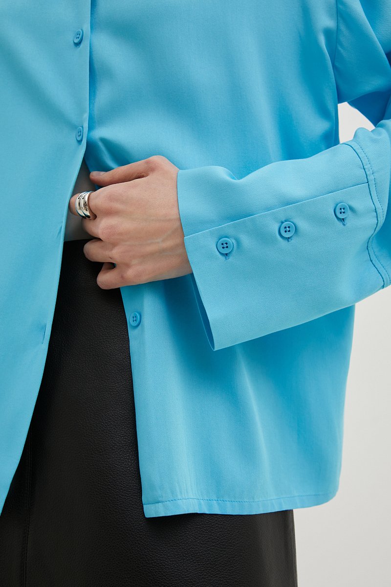 Блузка свободного силуэта с отложным воротником, Модель FBE11039, Фото №6