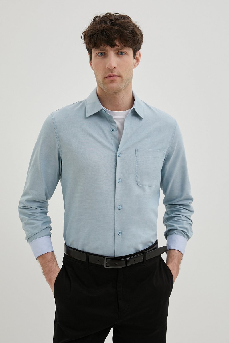 Рубашка из хлопка полуприлегающего силуэта, Модель FBE21043, Фото №1