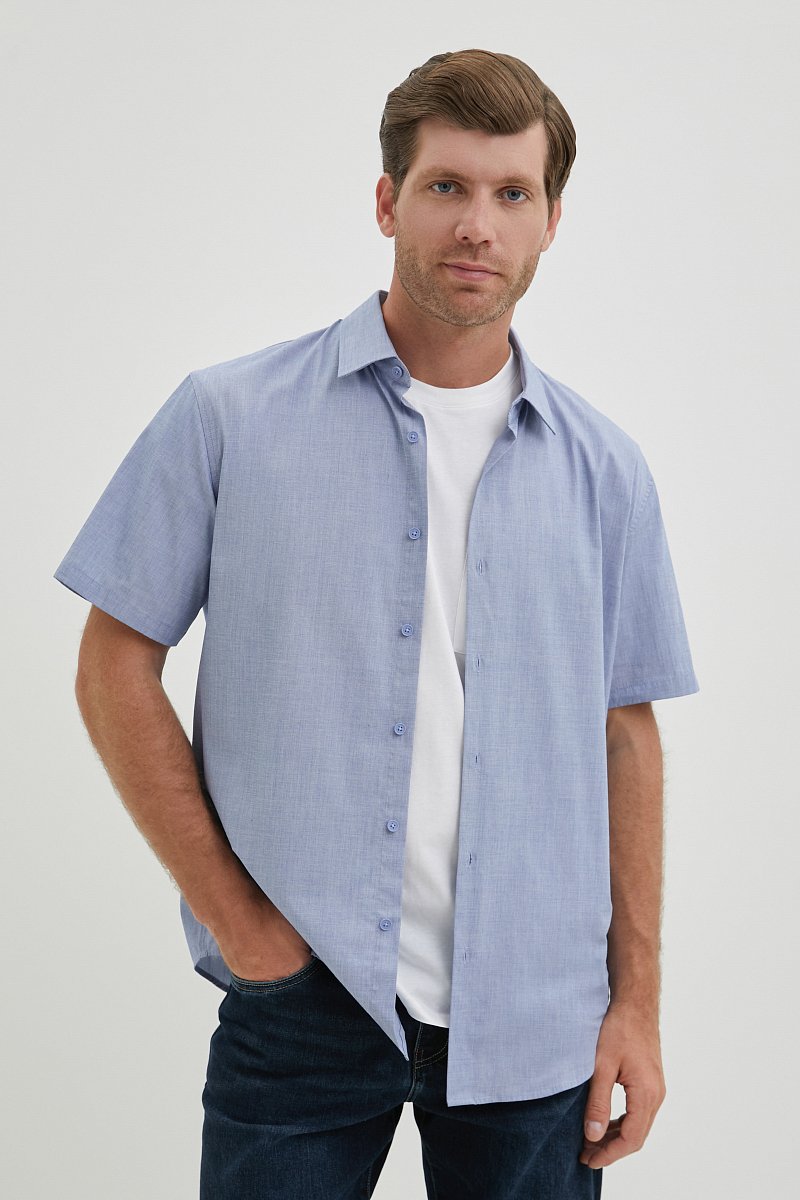 Рубашка с коротким рукавом из хлопка, Модель FBE210100, Фото №1