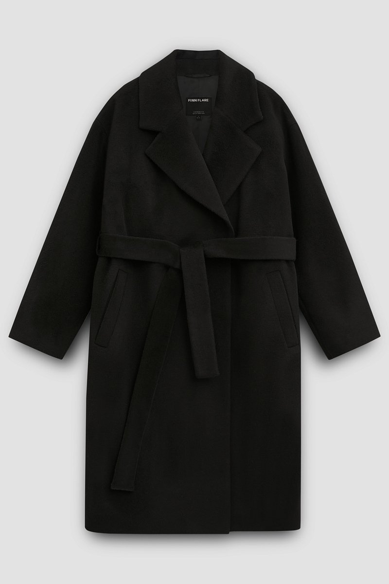 Пальто из шерсти с поясом, Модель FBE110180, Фото №11