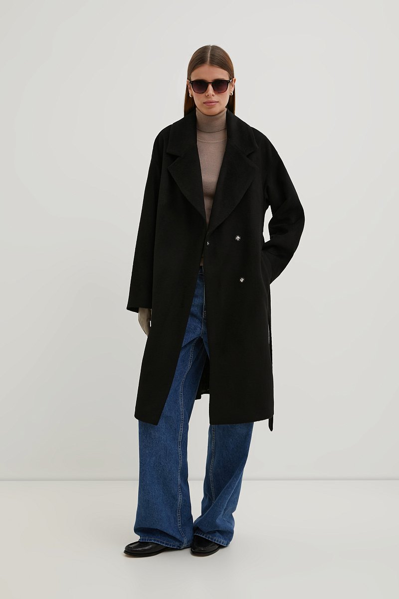 Пальто из шерсти с широкими плечами, Модель FBE110180, Фото №3