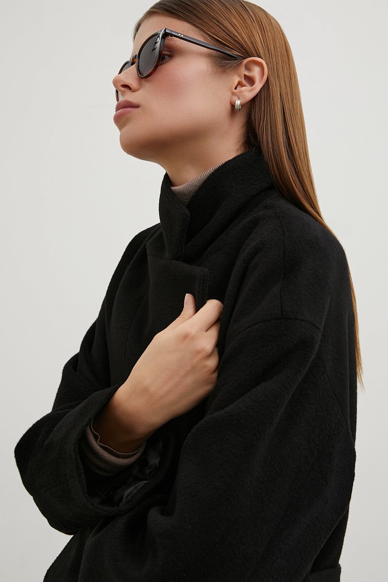 Пальто из шерсти с широкими плечами, Модель FBE110180, Фото №7