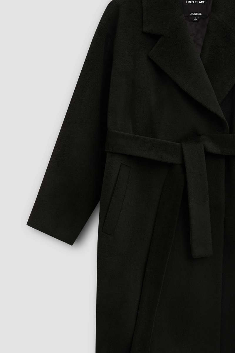 Пальто из шерсти с поясом, Модель FBE110180, Фото №8