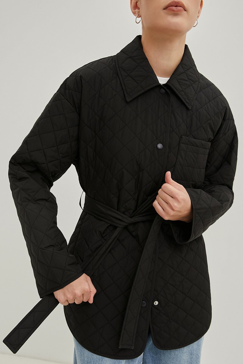 Утепленная куртка с поясом, Модель FBE11032, Фото №3