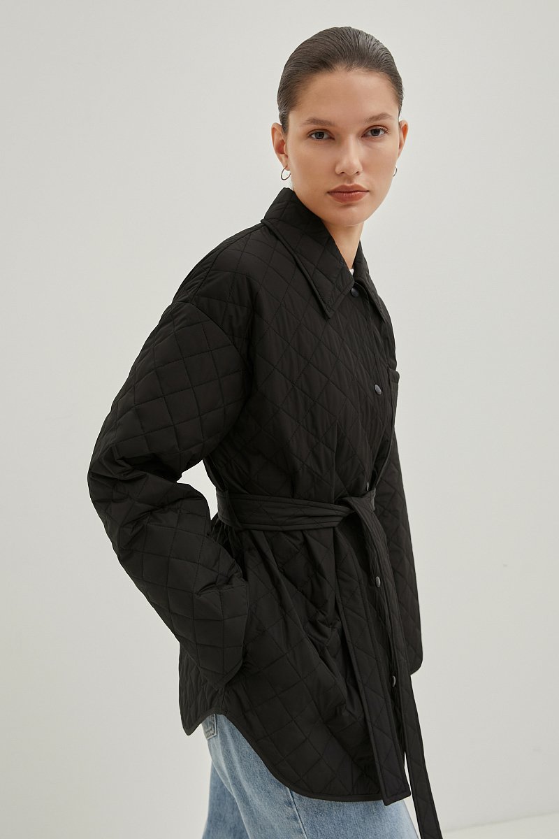 Утепленная куртка с поясом, Модель FBE11032, Фото №4