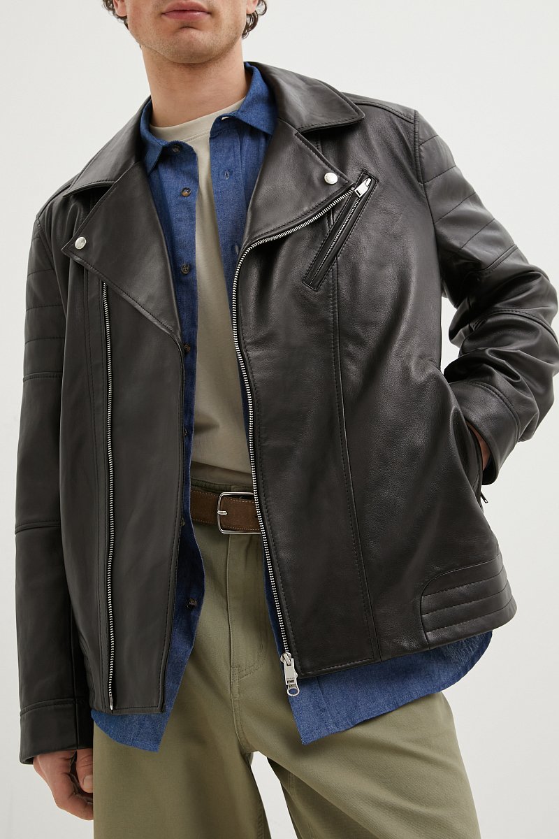 Куртка-косуха из натуральной кожи, Модель FBE21801, Фото №3