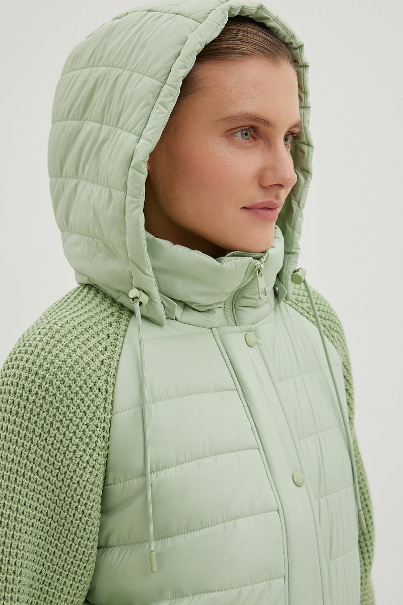 Утепленная куртка с вязаными рукавами, Модель FBE110208, Фото №6