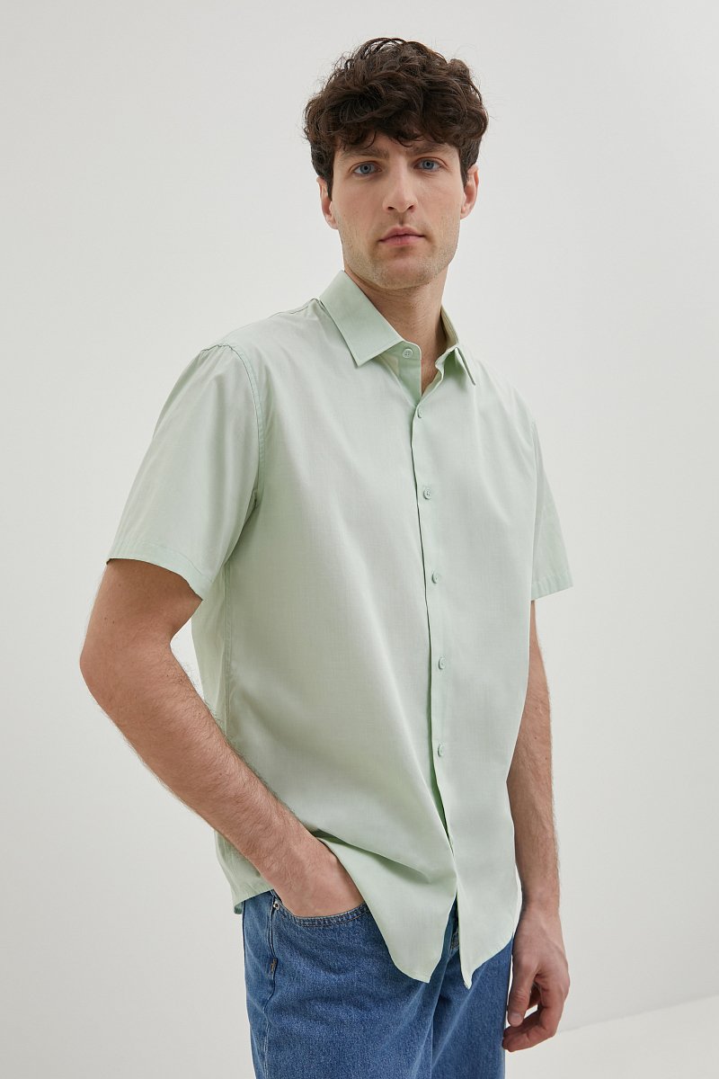 Рубашка с коротким рукавом из хлопка, Модель FBE210100, Фото №4