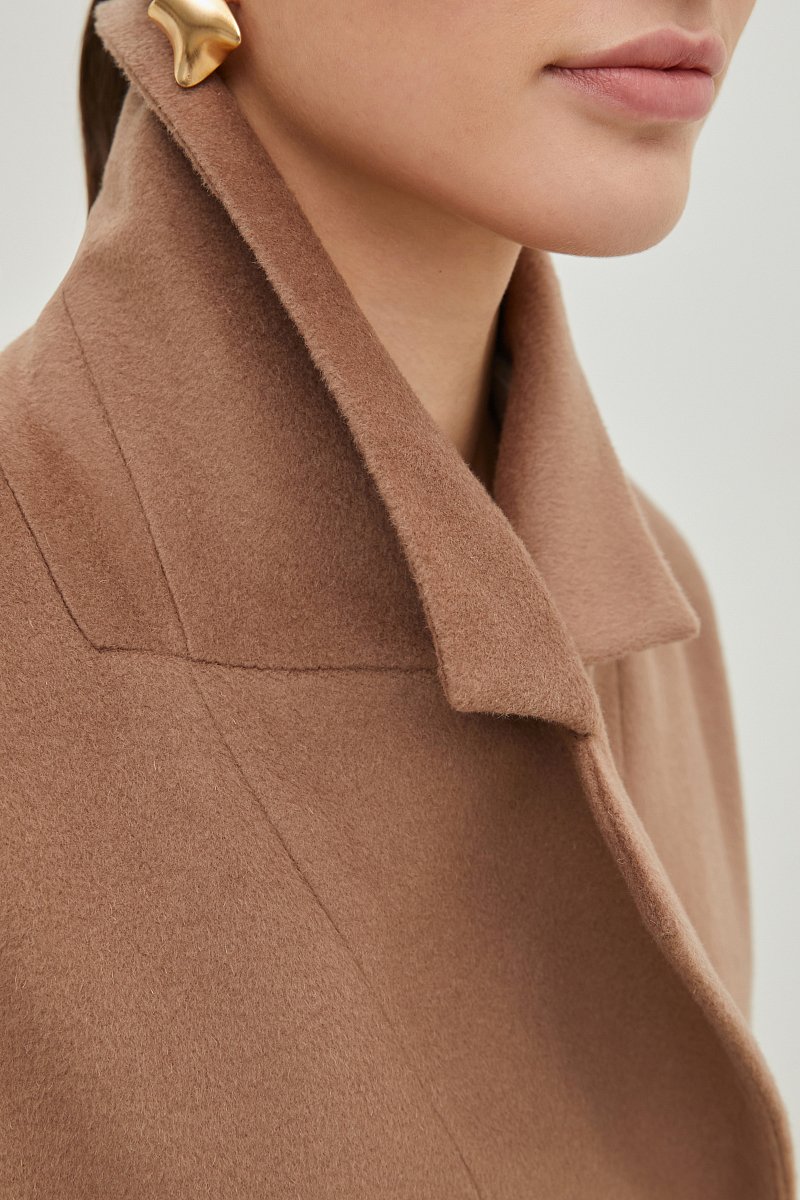 Пальто из шерсти с поясом, Модель FBE110180, Фото №7