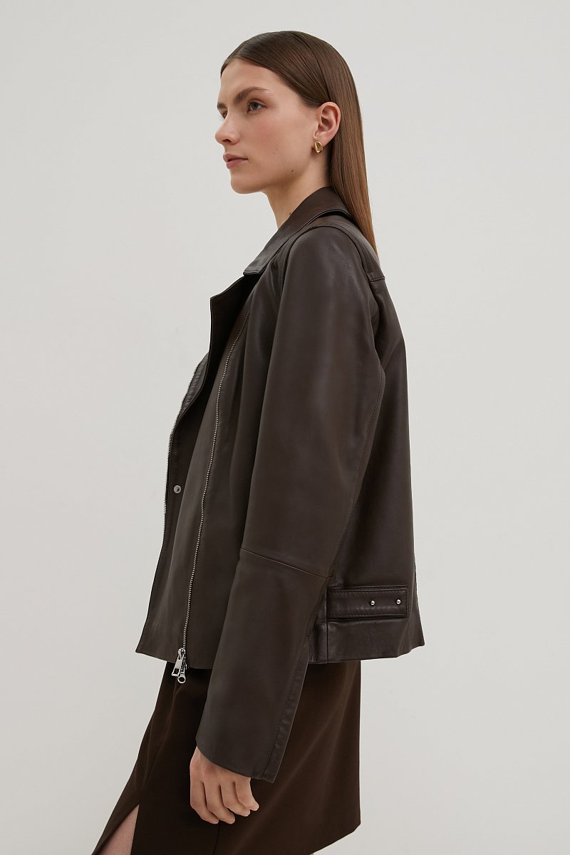 Куртка-косуха из натуральной кожи, Модель FBE11807, Фото №5