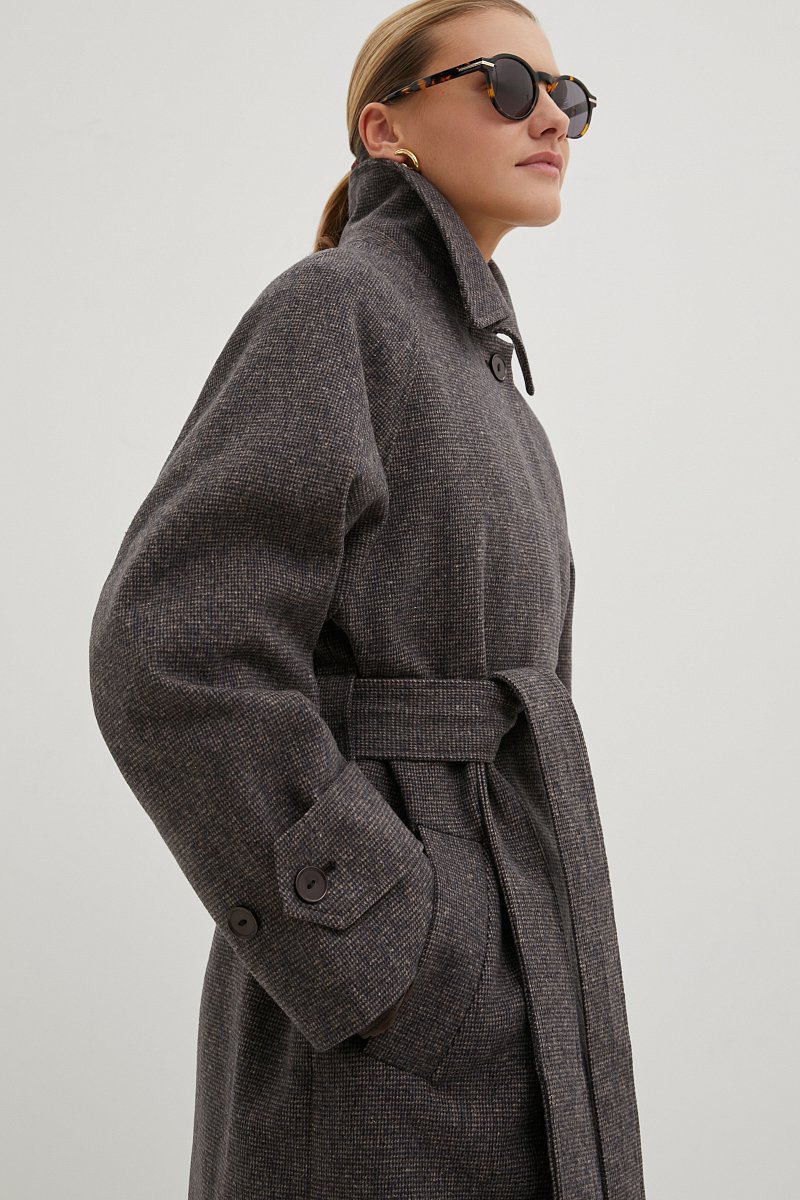 Пальто свободного силуэта с поясом, Модель FBE11097, Фото №5