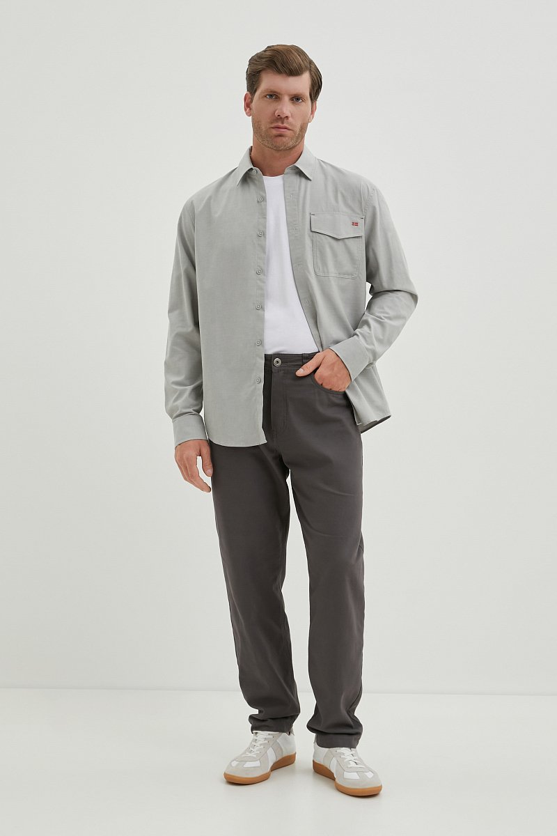 Рубашка из хлопка с карманом, Модель FBE21016, Фото №2