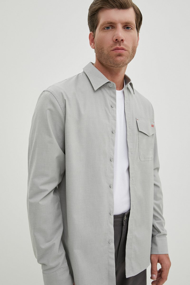 Рубашка из хлопка с карманом, Модель FBE21016, Фото №3