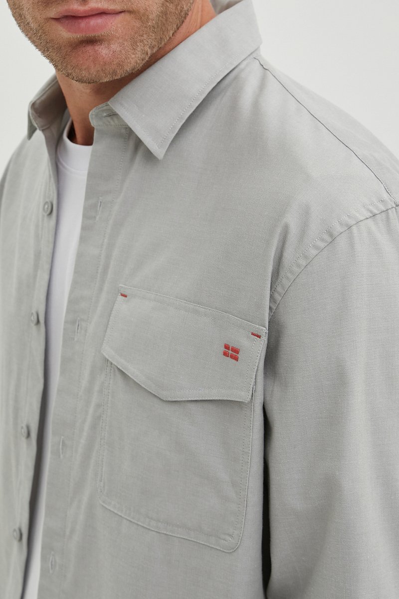Рубашка из хлопка с карманом, Модель FBE21016, Фото №6